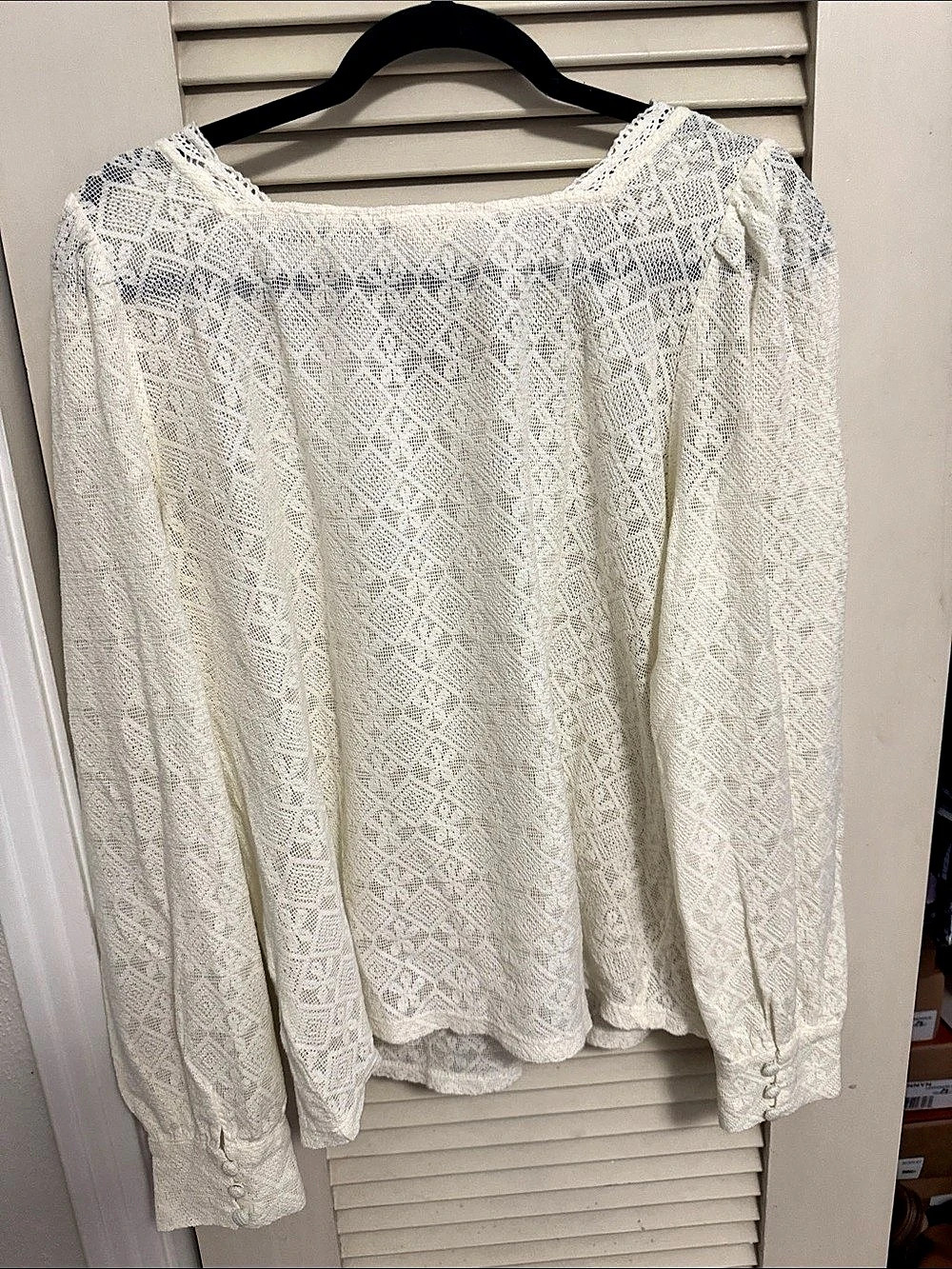 Me by Jennie Garth Charleston Lace Blouse Cream Large NWT - Picture 2 of 6